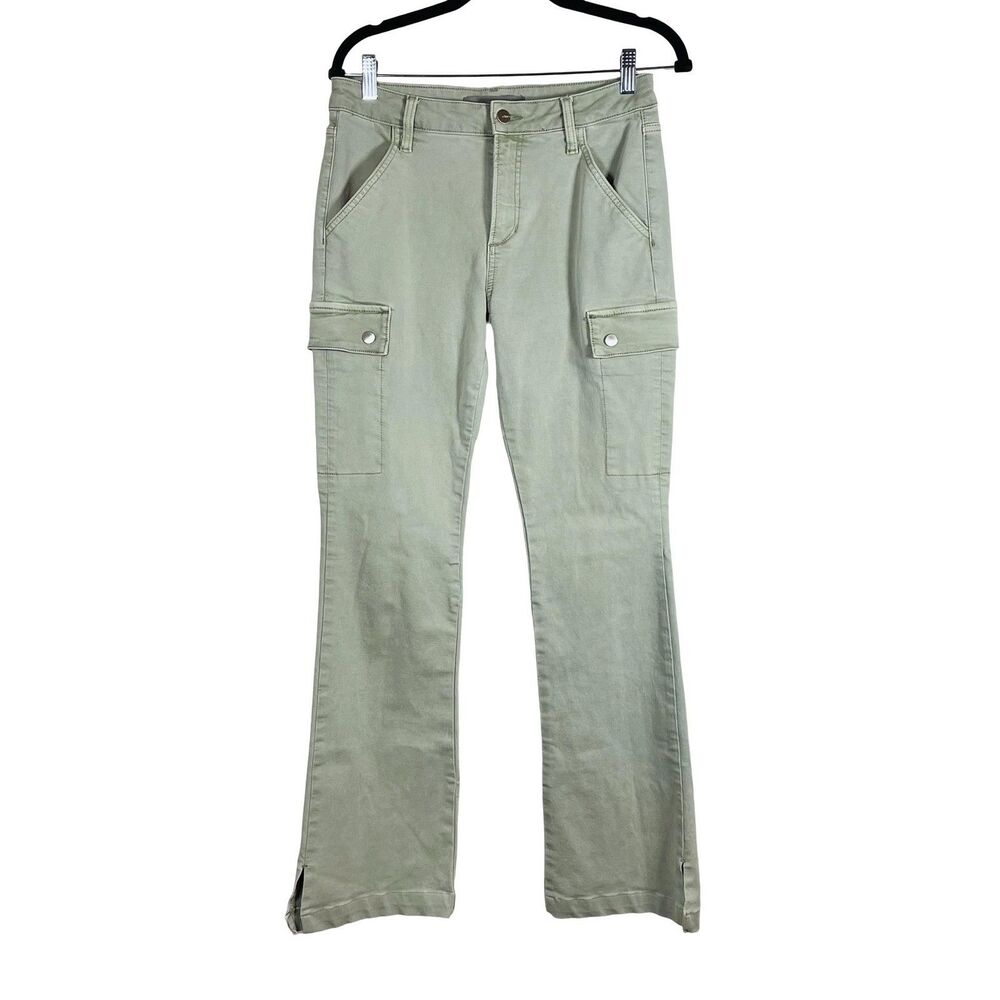 Cargo Pants Womens Medium Size 28 Olive Green Utility Pocket Bootcut Stretch